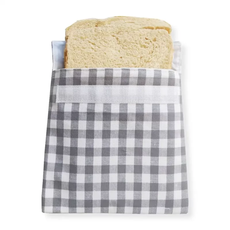 bolsa sandwich vichy gris abierta